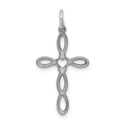 Sterling Silver Rhodium-plated Laser Cut Cross Pendant