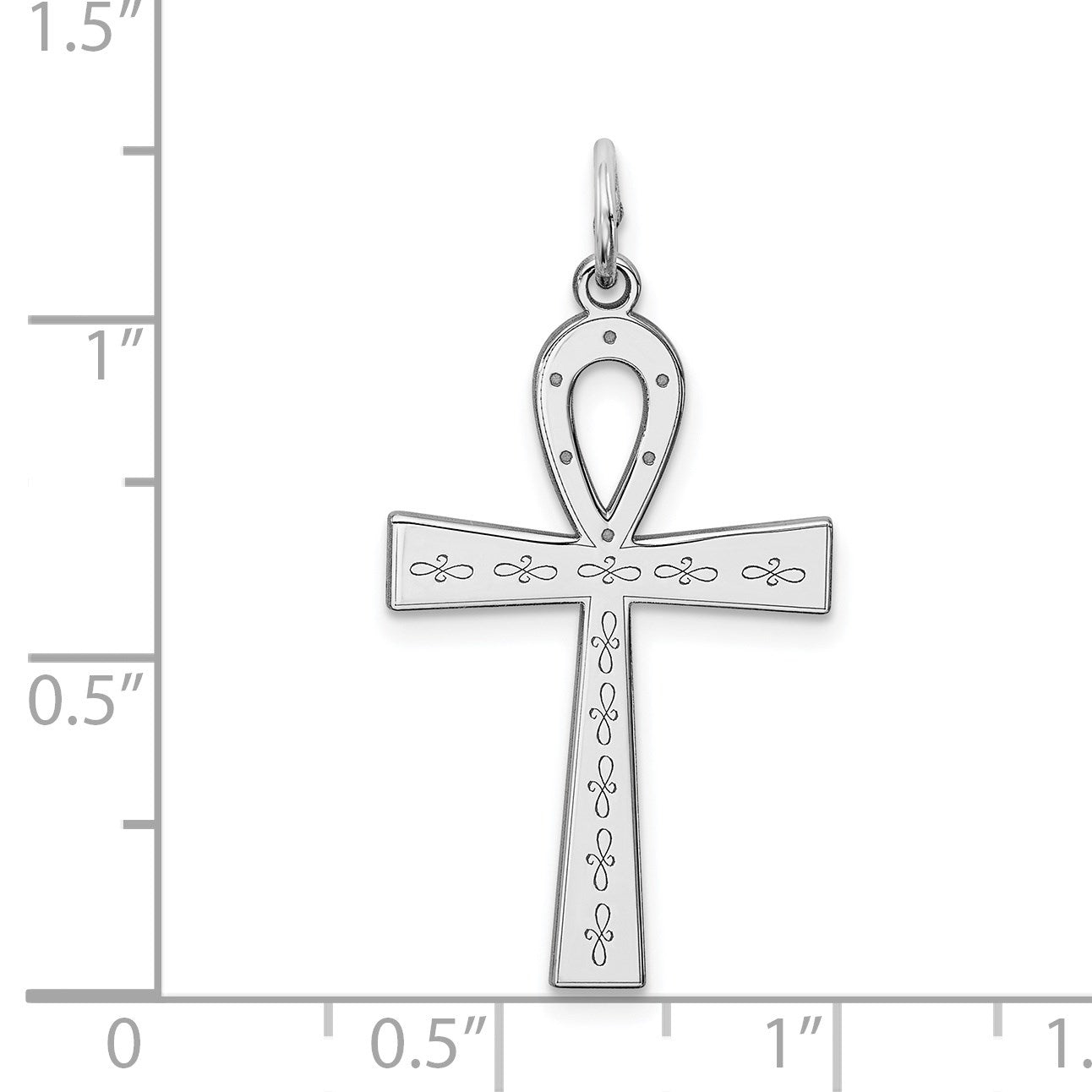 Sterling Silver Rhodium-plated Laser Cut Cross Pendant