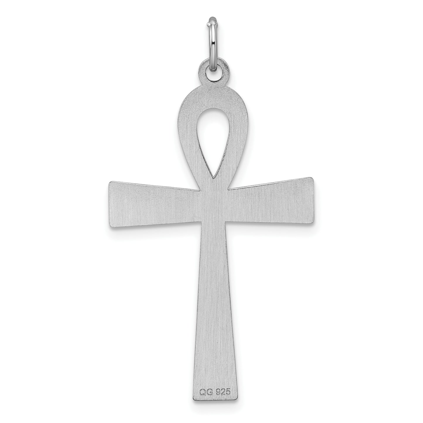 Sterling Silver Rhodium-plated Laser Cut Cross Pendant