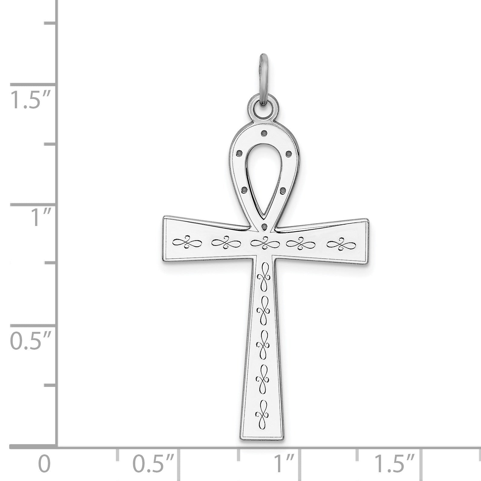 Sterling Silver Rhodium-plated Laser Cut Cross Pendant
