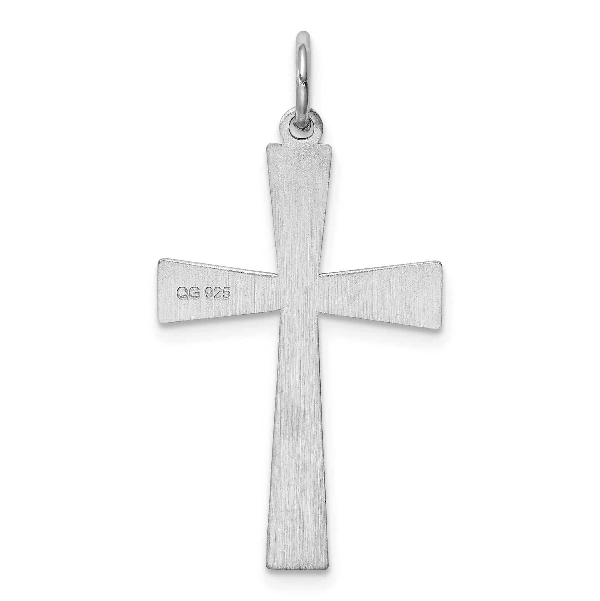 Sterling Silver Rhodium-plated Laser Cut Cross Pendant