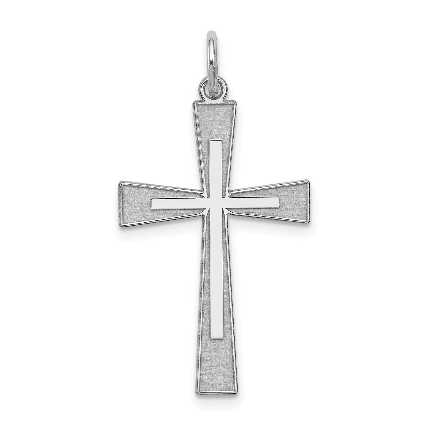 Sterling Silver Rhodium-plated Laser Cut Cross Pendant