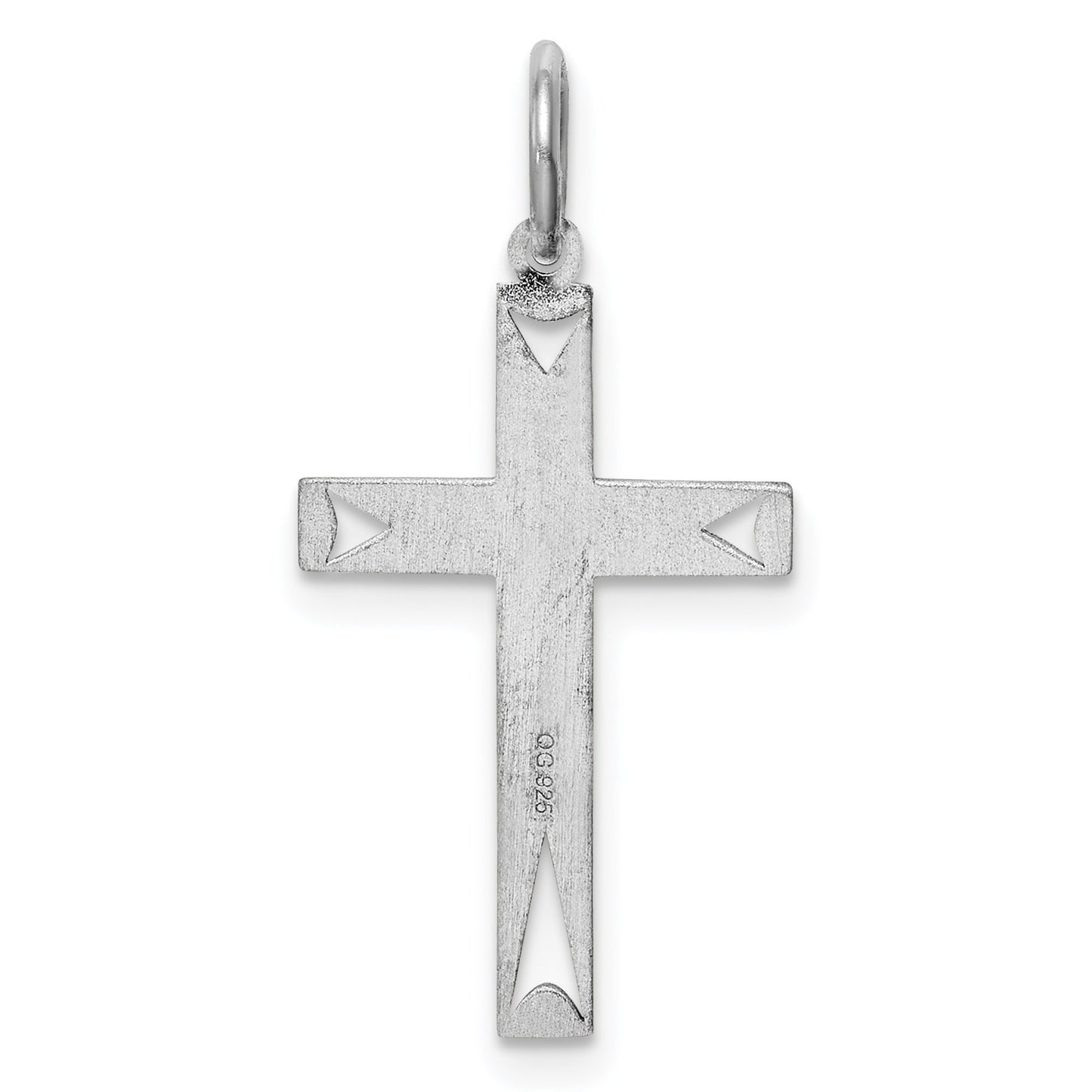 Sterling Silver Rhodium-plated Laser Cut Cross Pendant