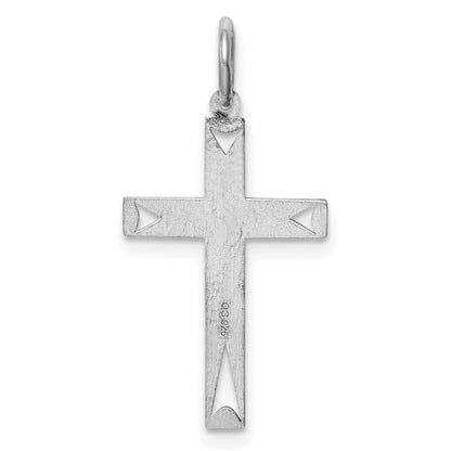 Sterling Silver Rhodium-plated Laser Cut Cross Pendant