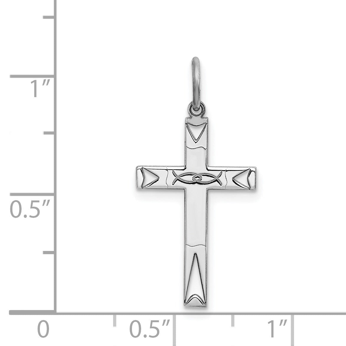 Sterling Silver Rhodium-plated Laser Cut Cross Pendant