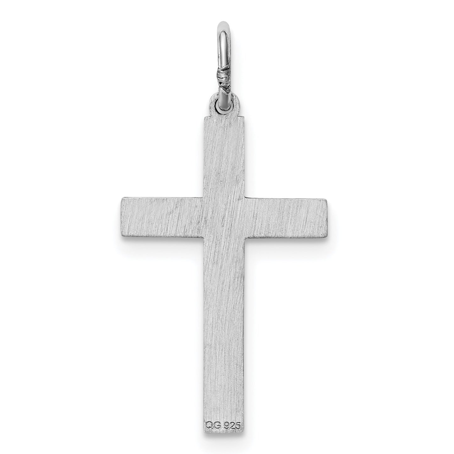 Sterling Silver Rhodium-plated Laser Cut Cross Pendant