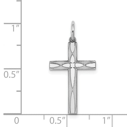Sterling Silver Rhodium-plated Laser Cut Cross Pendant
