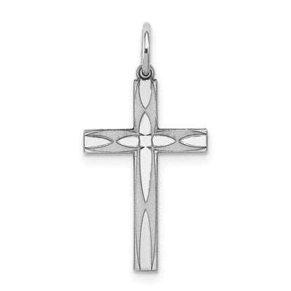 Sterling Silver Rhodium-plated Laser Cut Cross Pendant