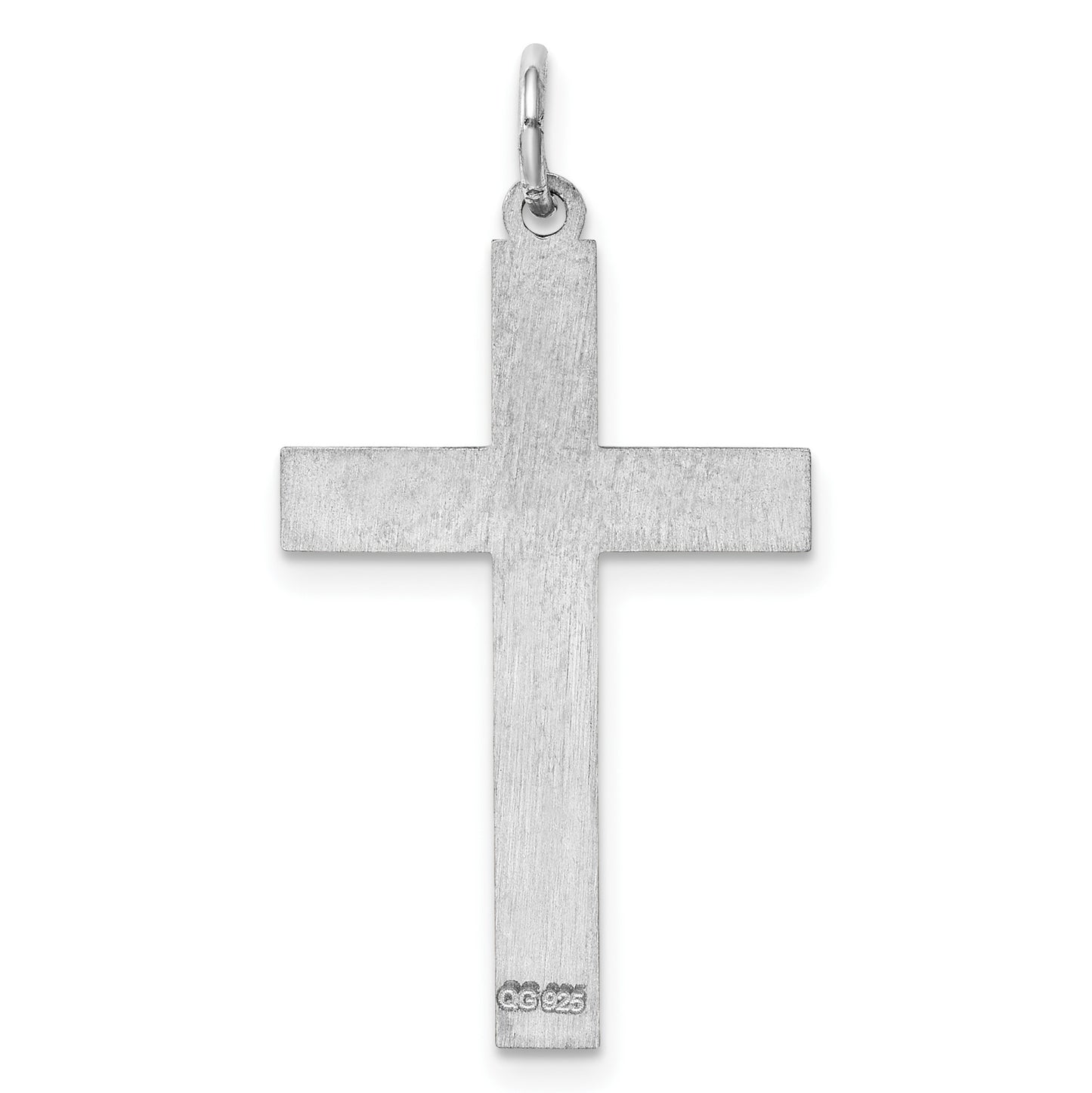 Sterling Silver Rhodium-plated Laser Cut Cross Pendant