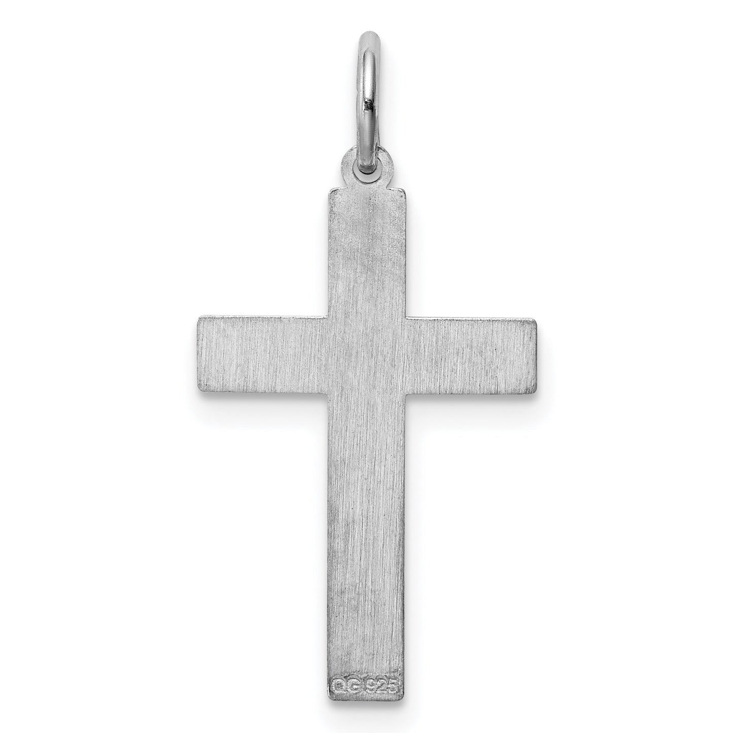 Sterling Silver Rhodium-plated Laser Cut Cross Pendant