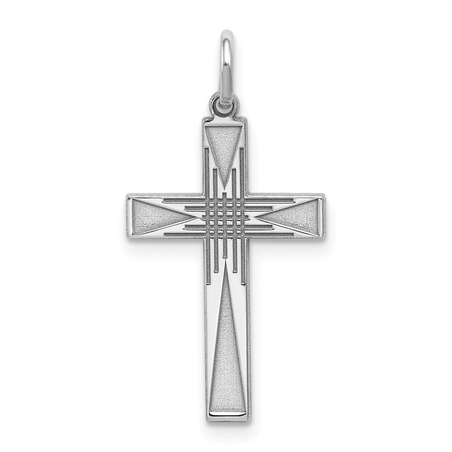 Sterling Silver Rhodium-plated Laser Cut Cross Pendant