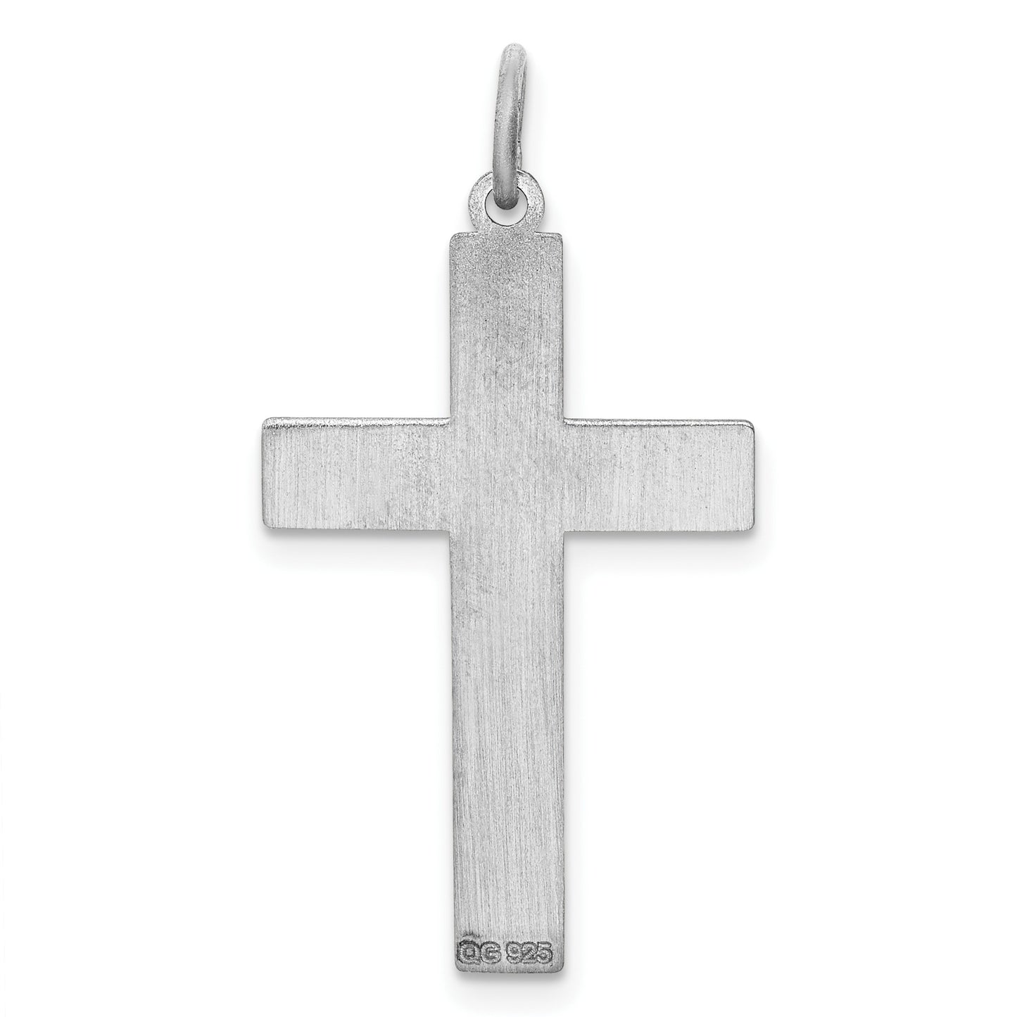 Sterling Silver Rhodium-plated Laser Cut Cross Pendant