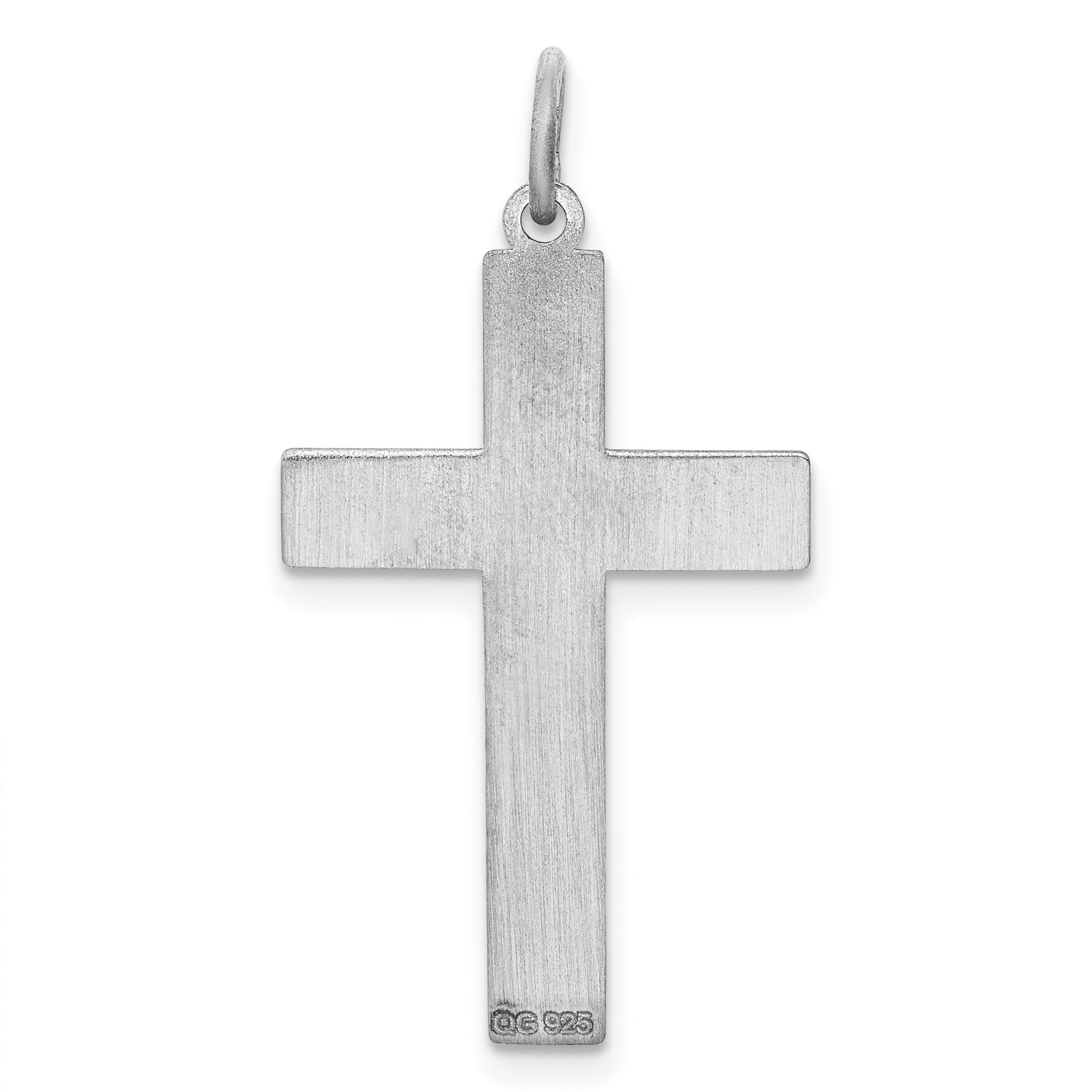 Sterling Silver Rhodium-plated Laser Cut Cross Pendant