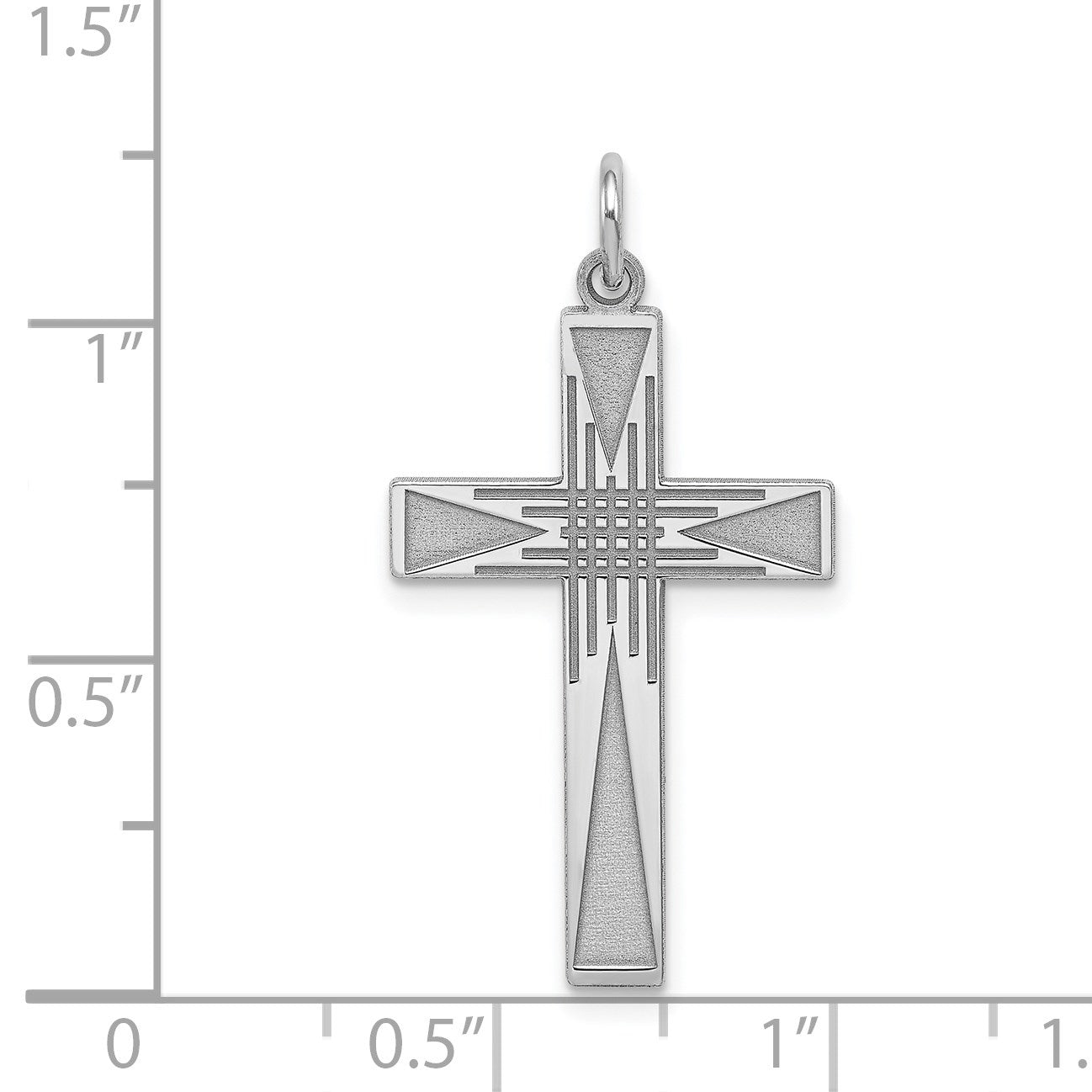 Sterling Silver Rhodium-plated Laser Cut Cross Pendant