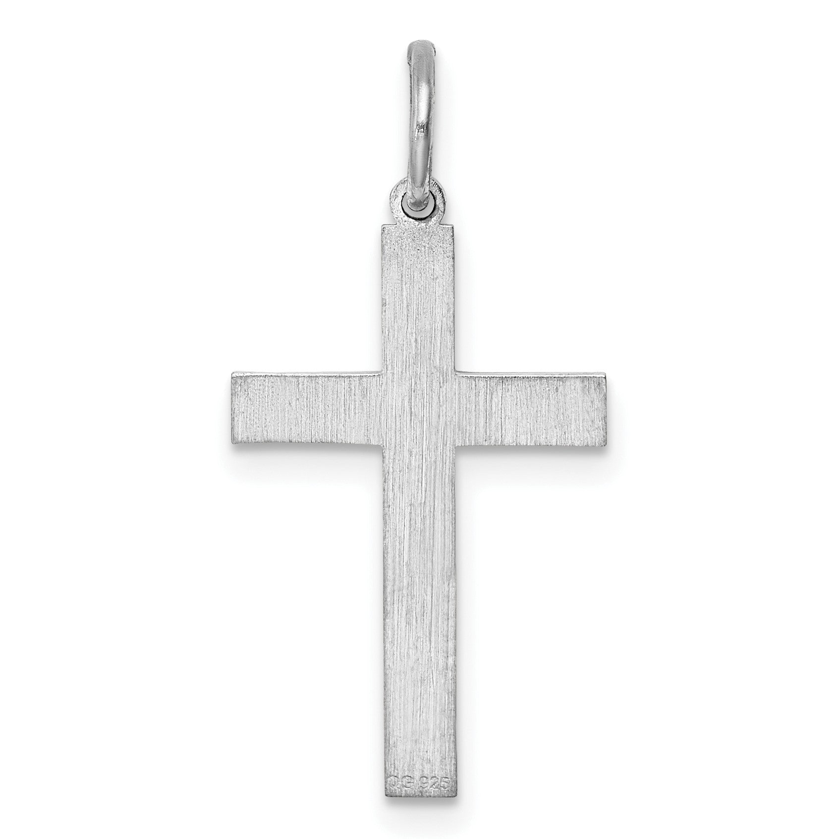 Sterling Silver Rhodium-plated Laser Cut Cross Pendant