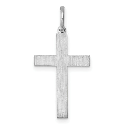 Sterling Silver Rhodium-plated Laser Cut Cross Pendant
