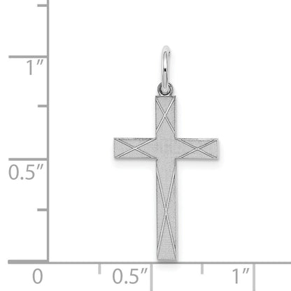 Sterling Silver Rhodium-plated Laser Cut Cross Pendant