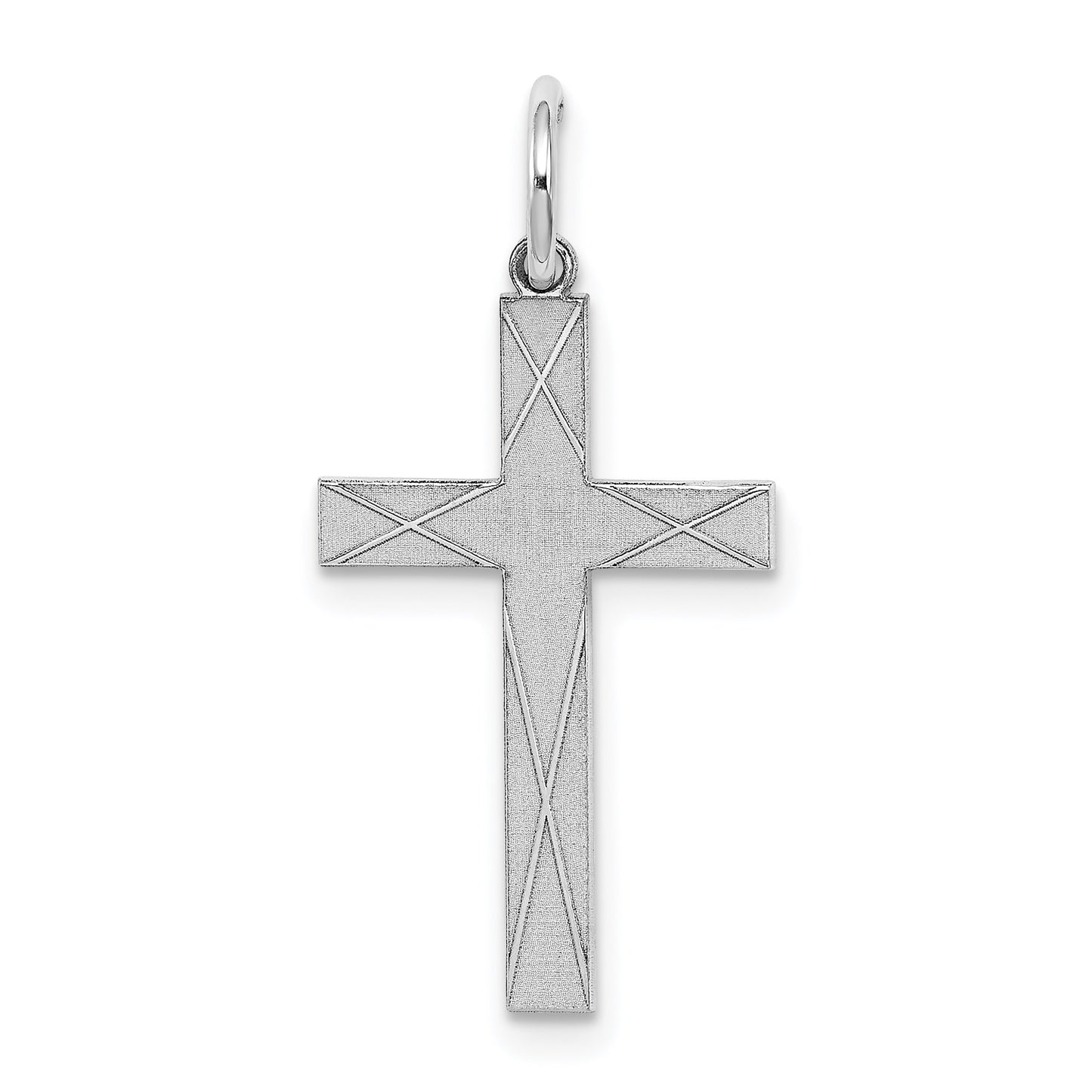 Sterling Silver Rhodium-plated Laser Cut Cross Pendant
