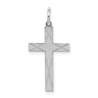 Sterling Silver Rhodium-plated Laser Cut Cross Pendant