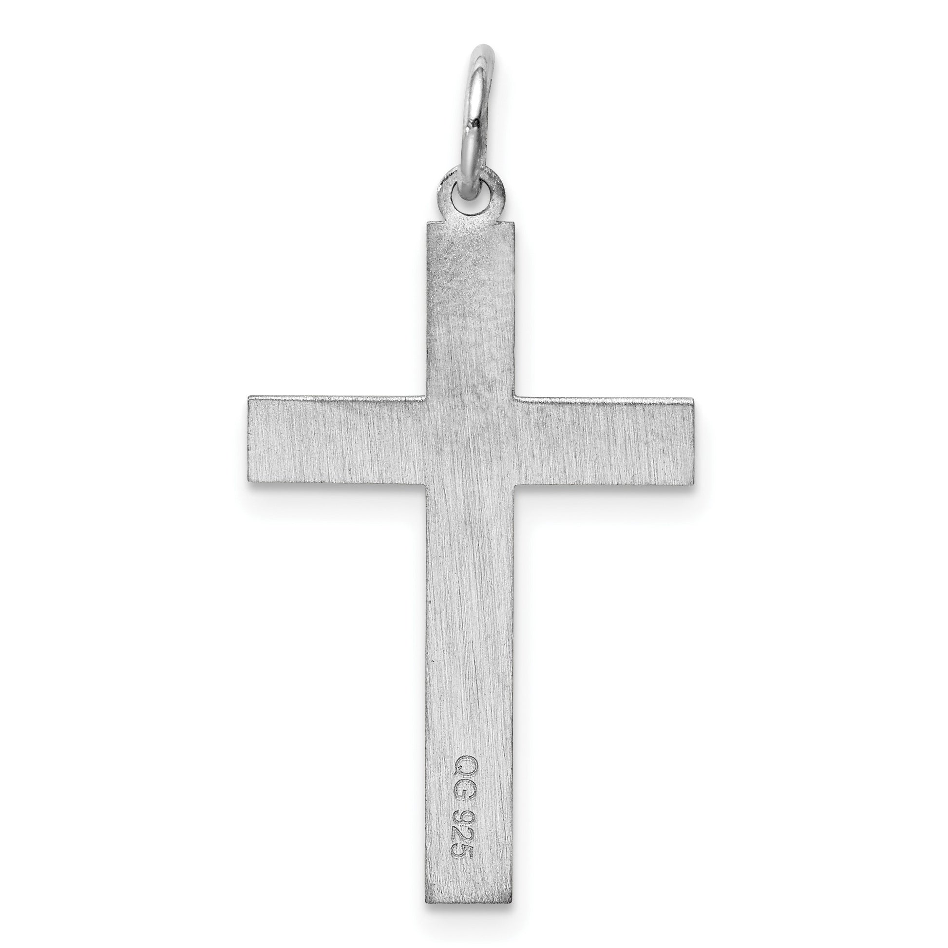 Sterling Silver Rhodium-plated Laser Cut Cross Pendant