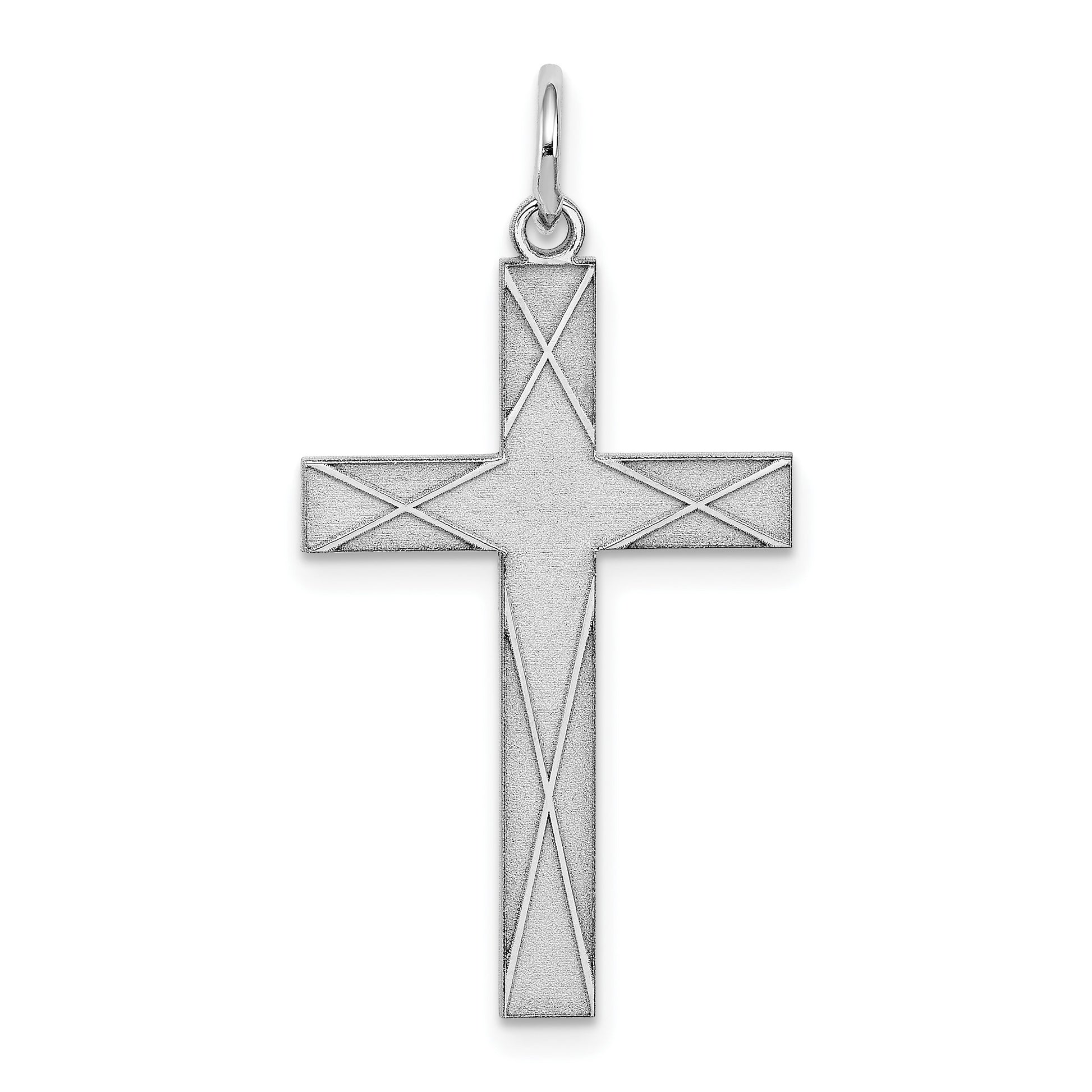 Sterling Silver Rhodium-plated Laser Cut Cross Pendant