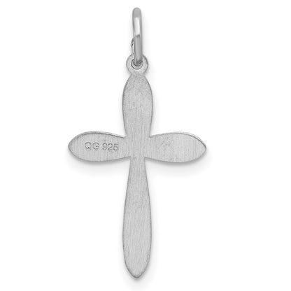 Sterling Silver Rhodium-plated Laser Cut Cross Pendant