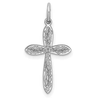 Sterling Silver Rhodium-plated Laser Cut Cross Pendant