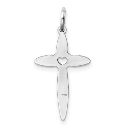 Sterling Silver Rhodium-plated Laser Cut Cross Pendant