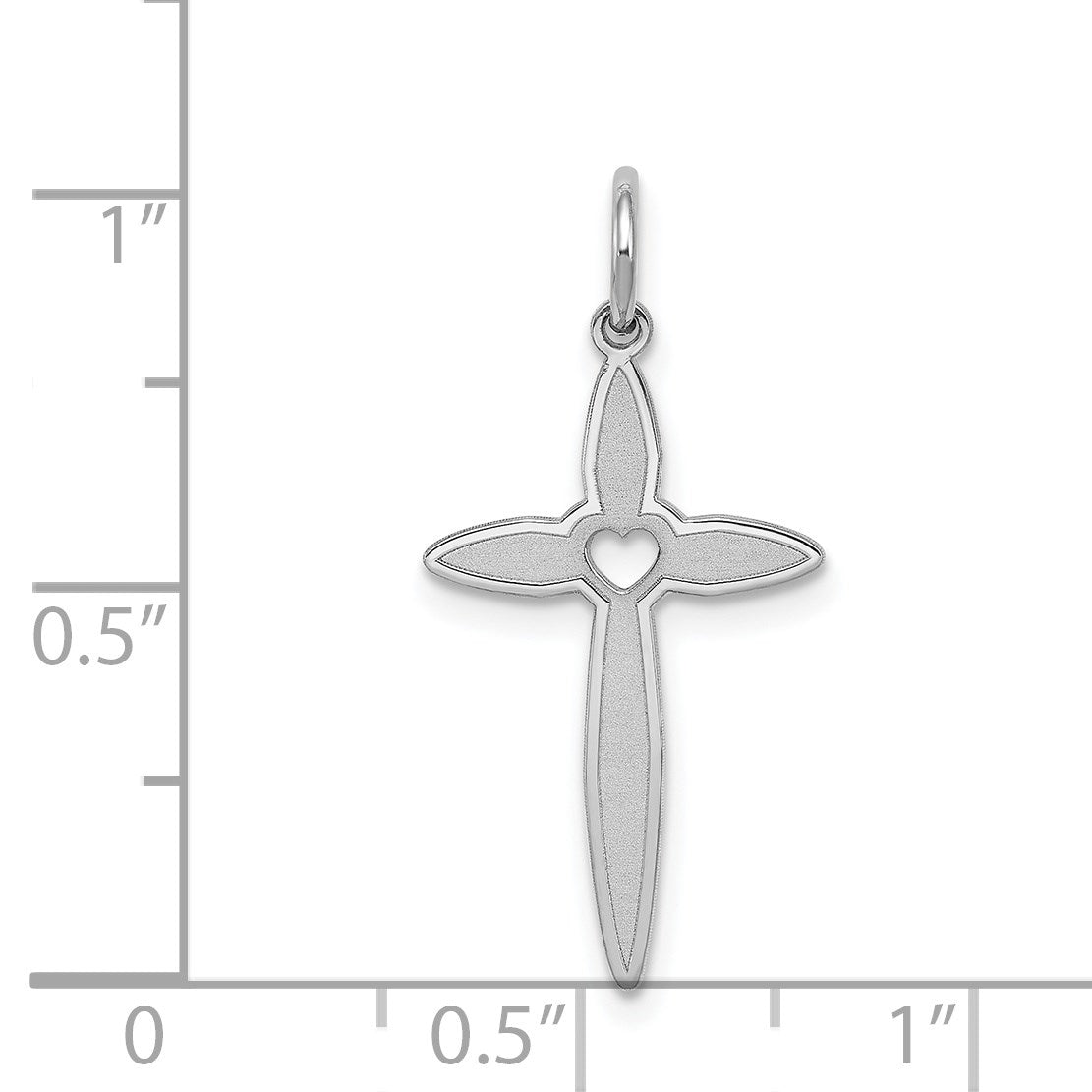 Sterling Silver Rhodium-plated Laser Cut Cross Pendant