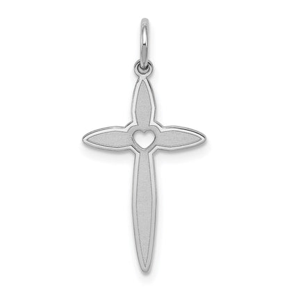 Sterling Silver Rhodium-plated Laser Cut Cross Pendant