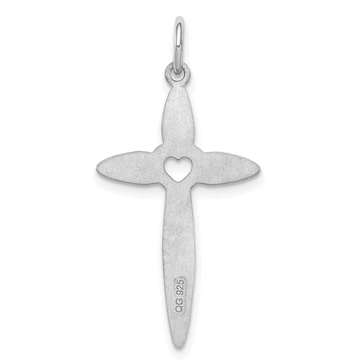 Sterling Silver Rhodium-plated Laser Cut Cross Pendant