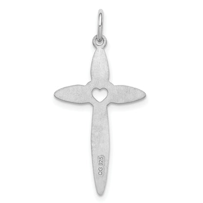 Sterling Silver Rhodium-plated Laser Cut Cross Pendant
