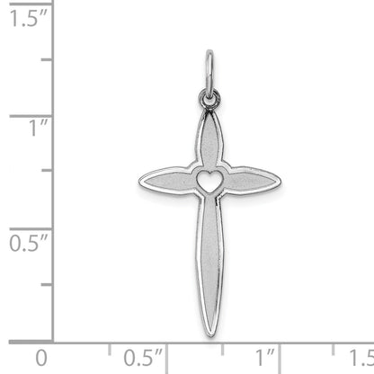 Sterling Silver Rhodium-plated Laser Cut Cross Pendant