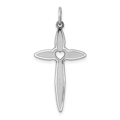 Sterling Silver Rhodium-plated Laser Cut Cross Pendant