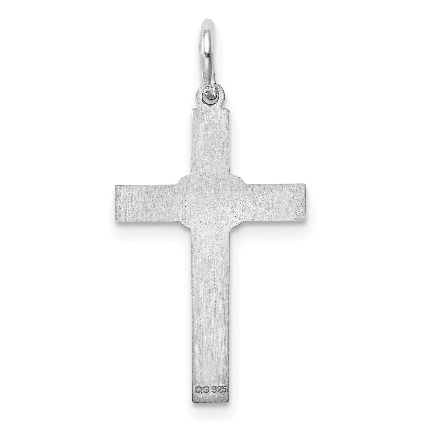 Sterling Silver Rhodium-plated Laser Cut Cross Pendant