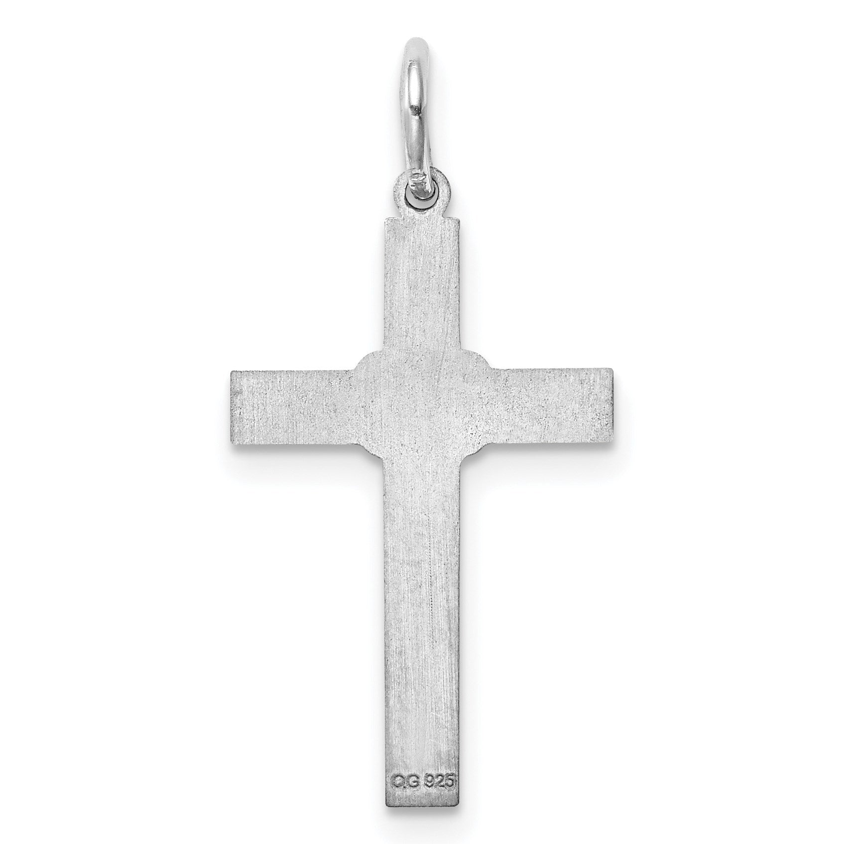 Sterling Silver Rhodium-plated Laser Cut Cross Pendant