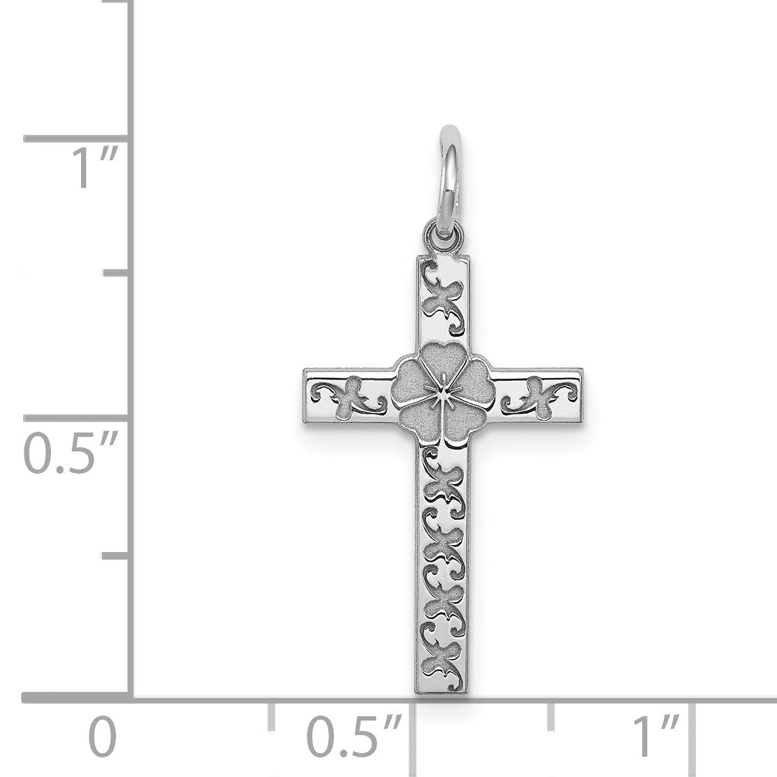 Sterling Silver Rhodium-plated Laser Cut Cross Pendant