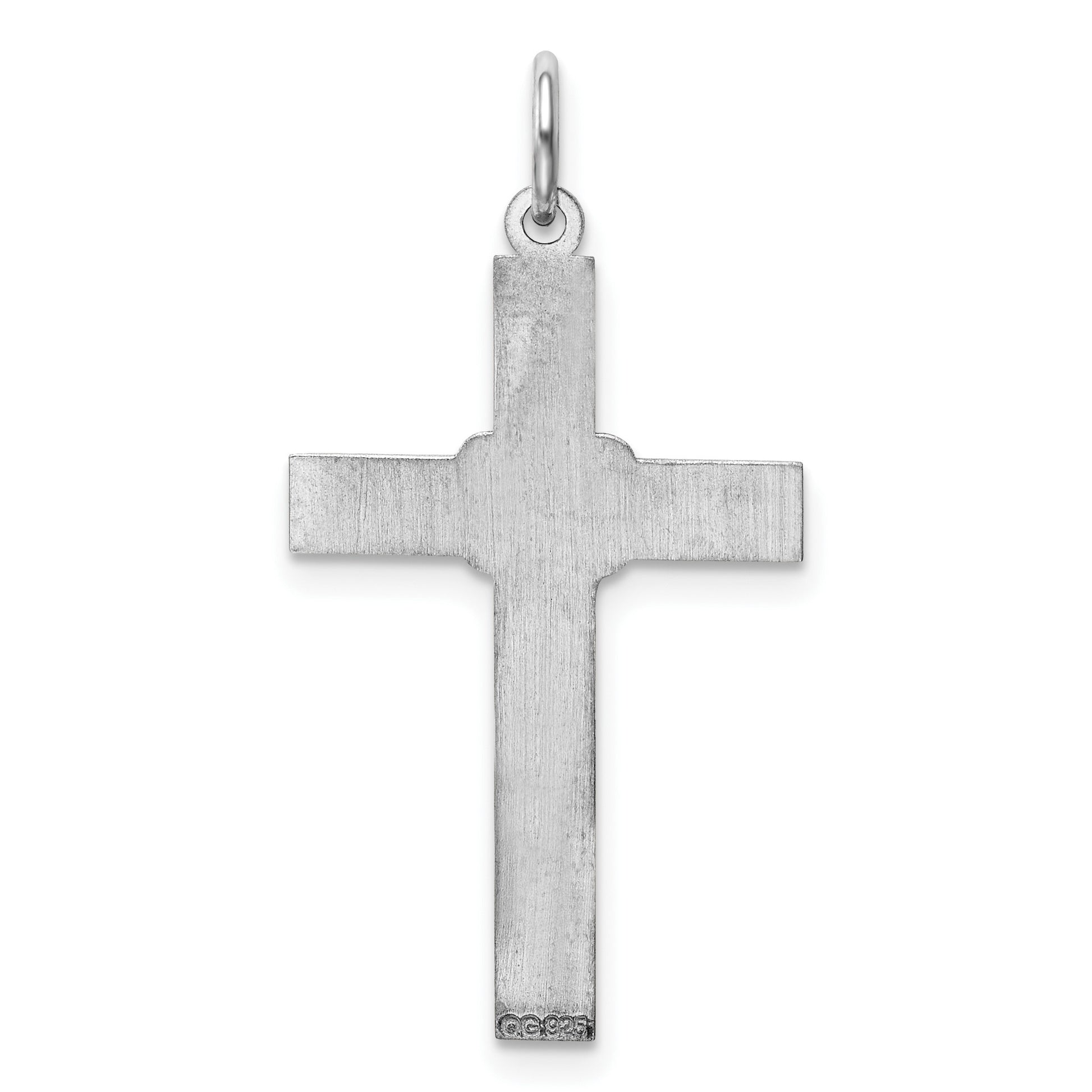 Sterling Silver Rhodium-plated Laser Cut Cross Pendant