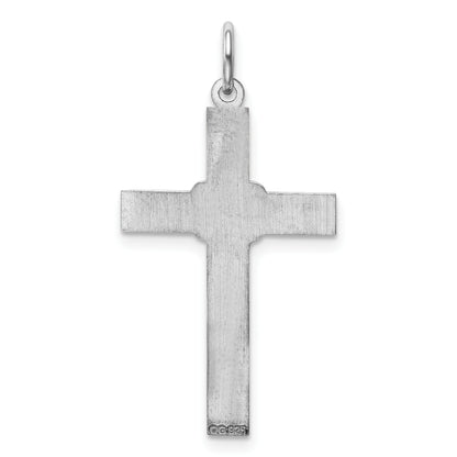 Sterling Silver Rhodium-plated Laser Cut Cross Pendant