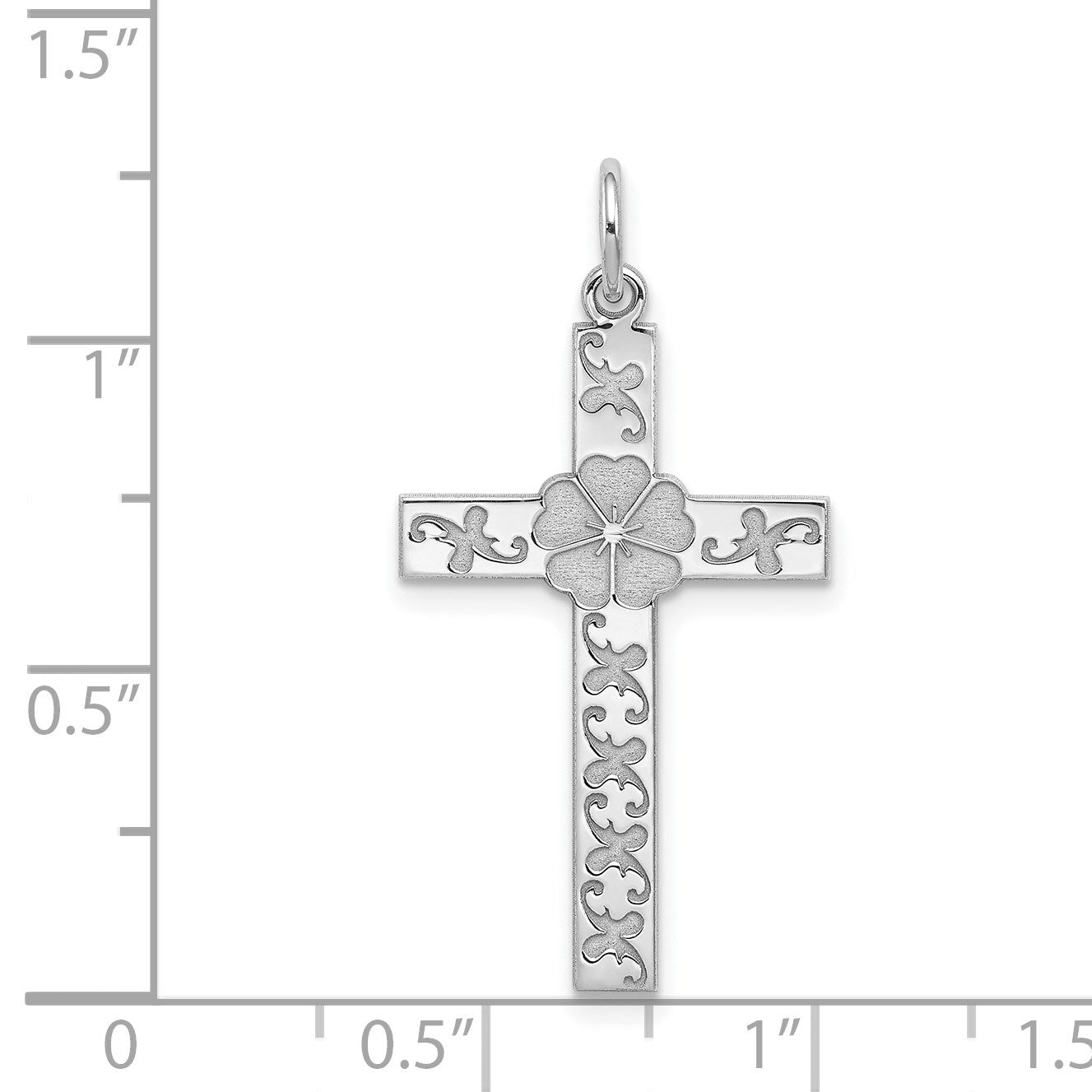 Sterling Silver Rhodium-plated Laser Cut Cross Pendant