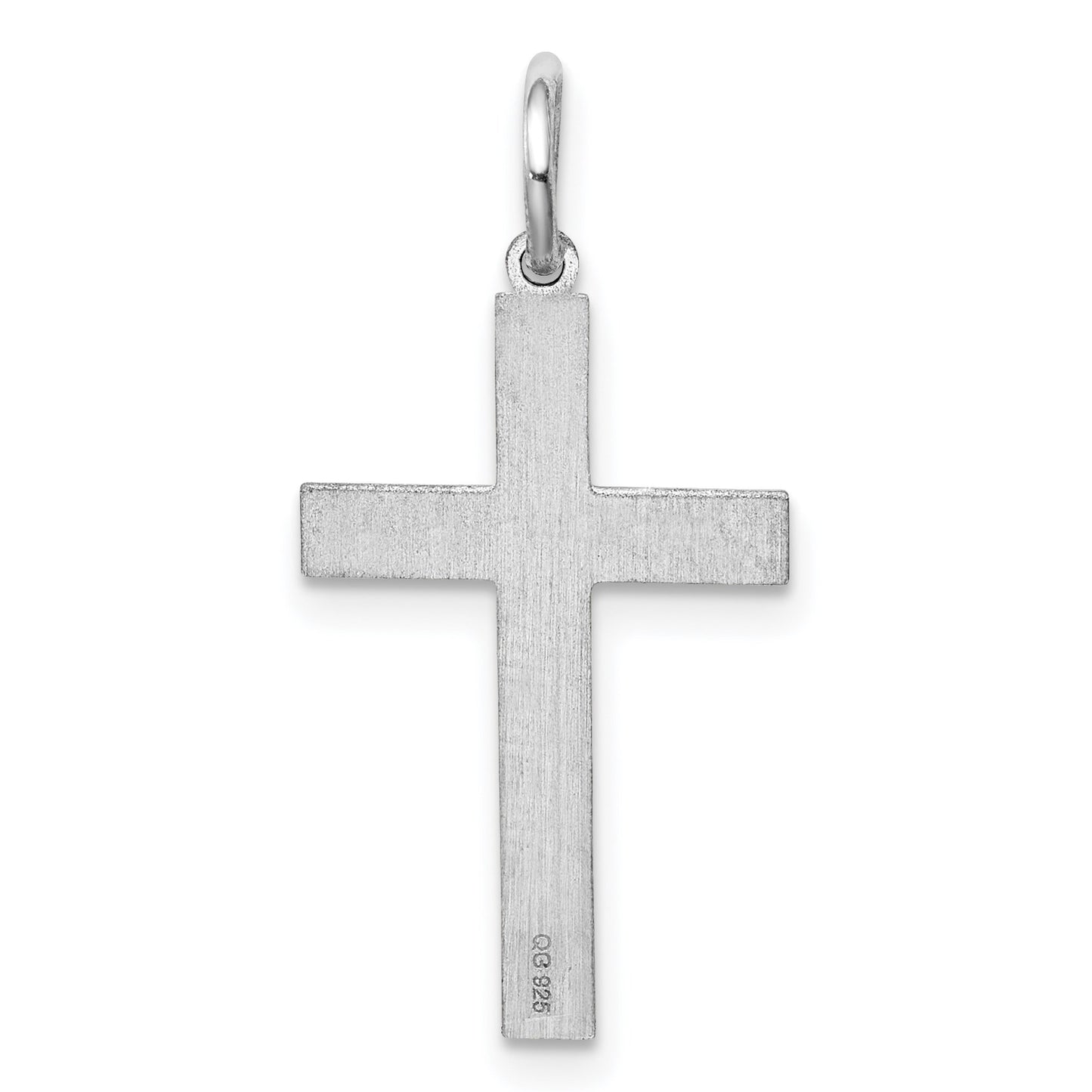 Sterling Silver Rhodium-plated Laser Cut Cross Pendant
