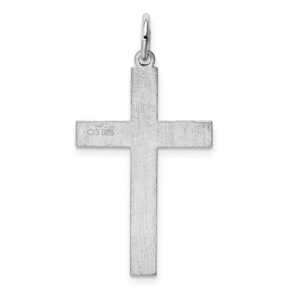 Sterling Silver Rhodium-plated Laser Cut Cross Pendant