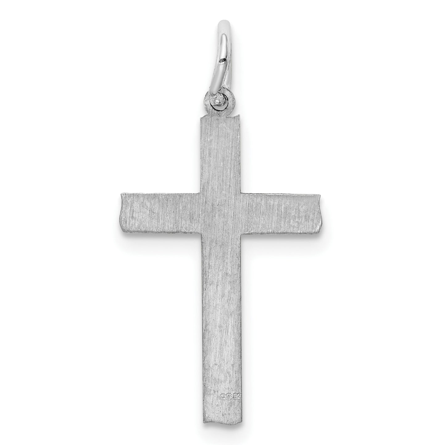 Sterling Silver Rhodium-plated Laser Cut Cross Pendant