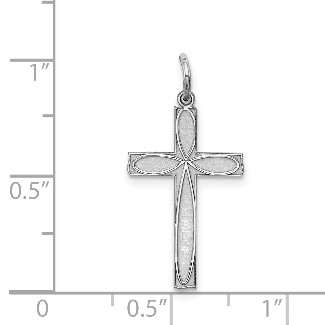 Sterling Silver Rhodium-plated Laser Cut Cross Pendant