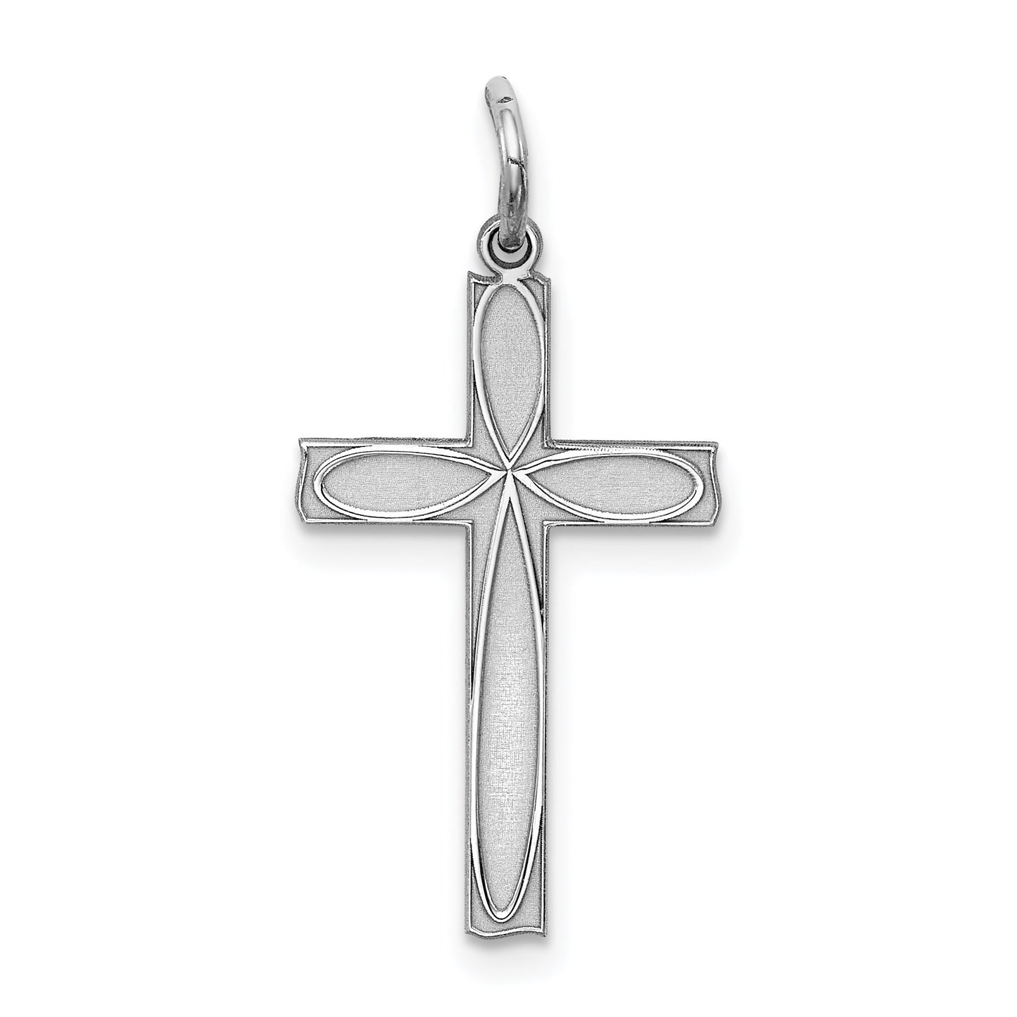 Sterling Silver Rhodium-plated Laser Cut Cross Pendant