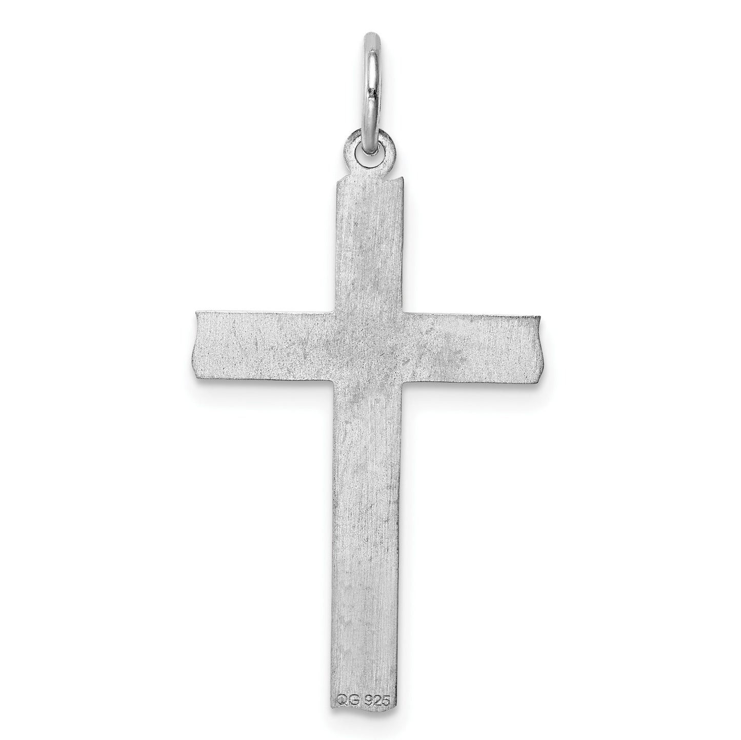 Sterling Silver Rhodium-plated Laser Cut Cross Pendant