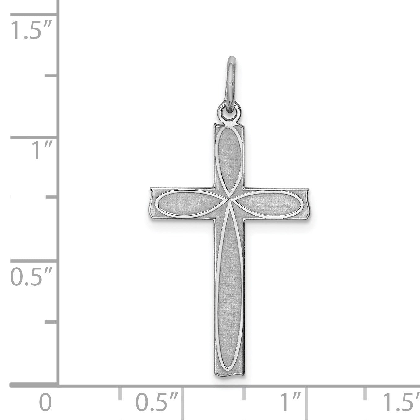 Sterling Silver Rhodium-plated Laser Cut Cross Pendant