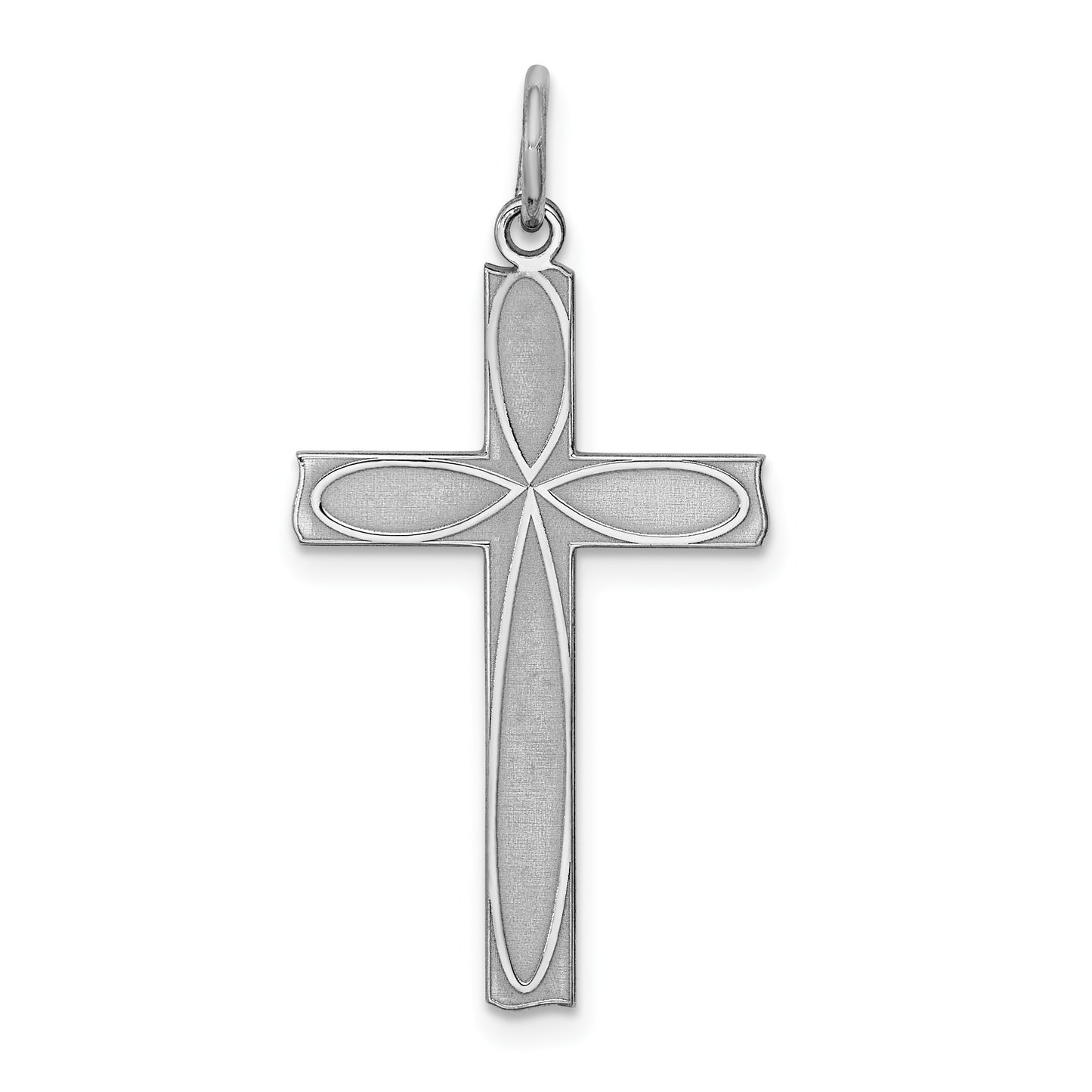 Sterling Silver Rhodium-plated Laser Cut Cross Pendant
