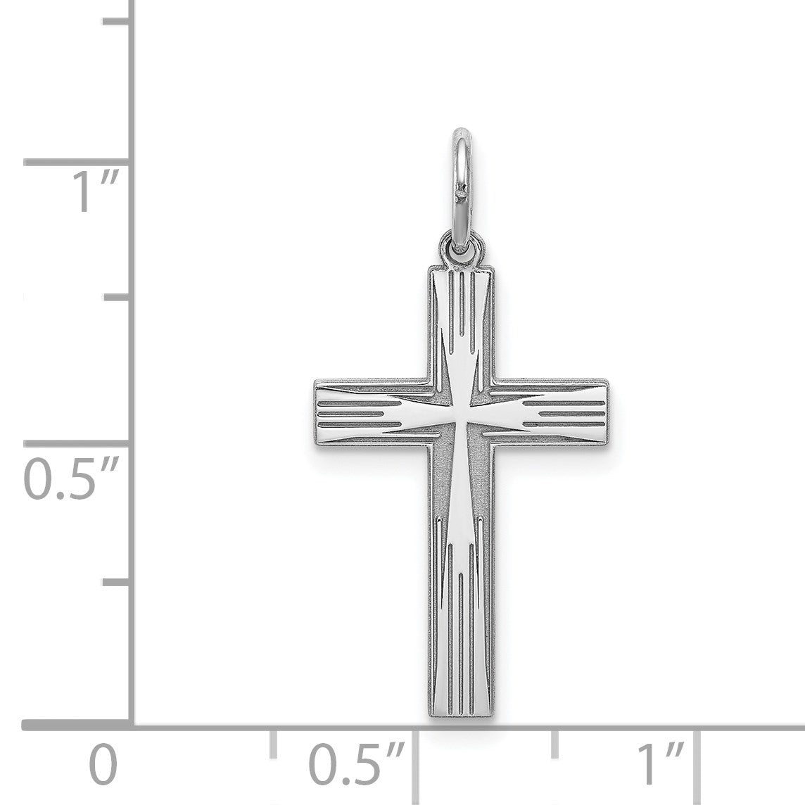 Sterling Silver Rhodium-plated Laser Cut Cross Pendant