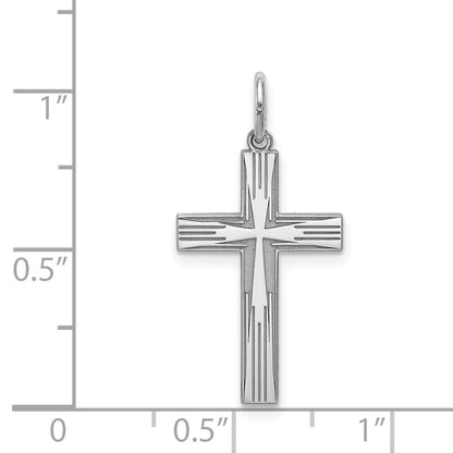 Sterling Silver Rhodium-plated Laser Cut Cross Pendant